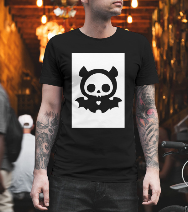Blackdevil Cute Bat Skull T-Shirt Blackdevil Cute Bat Skull T-Shirt