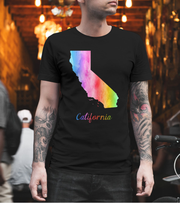 California Map Rainbow Tie Dye T-Shirt California Map Rainbow Tie Dye T-Shirt