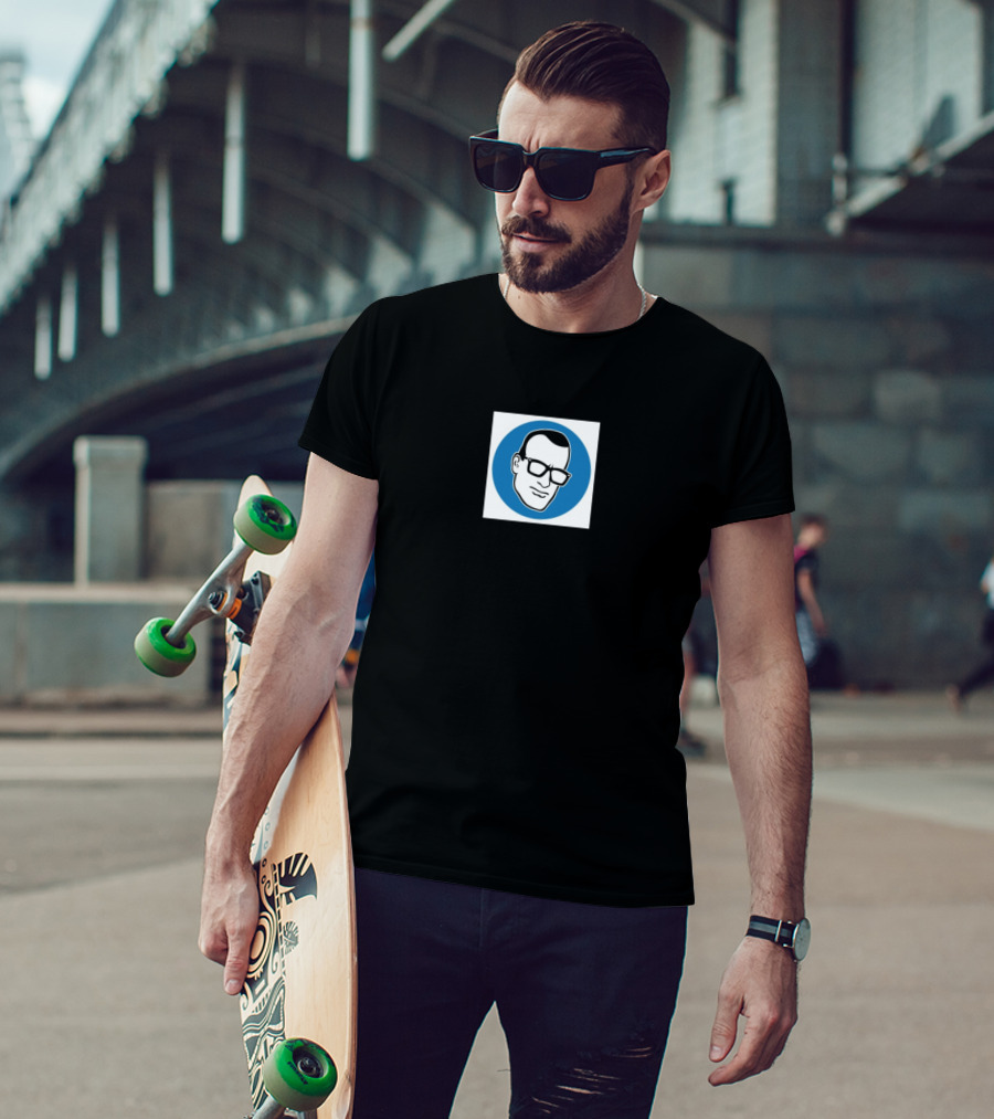 The Experiment Logo Cartoon Head In Blue Circle T-Shirt