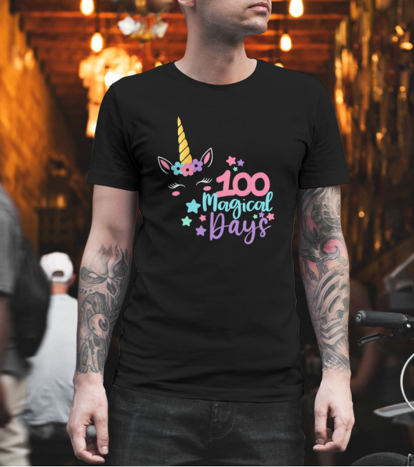 100 Magical Days Unicorn Horn Stars T-Shirt 100 Magical Days Unicorn Horn Stars T-Shirt
