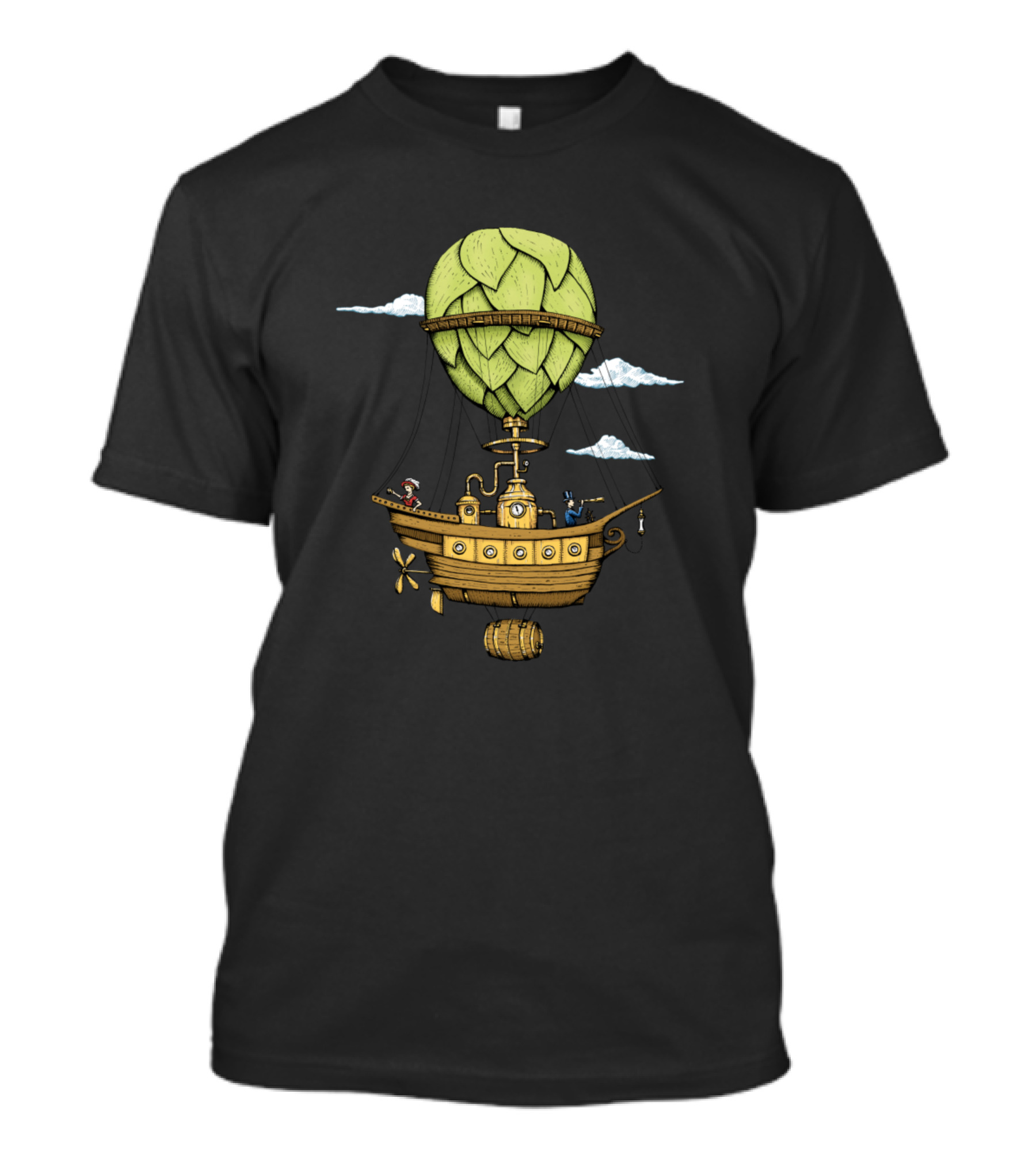 The Brewship Hot Air Balloon Steampunk Adventure With Beer Barrel T-Shirt
