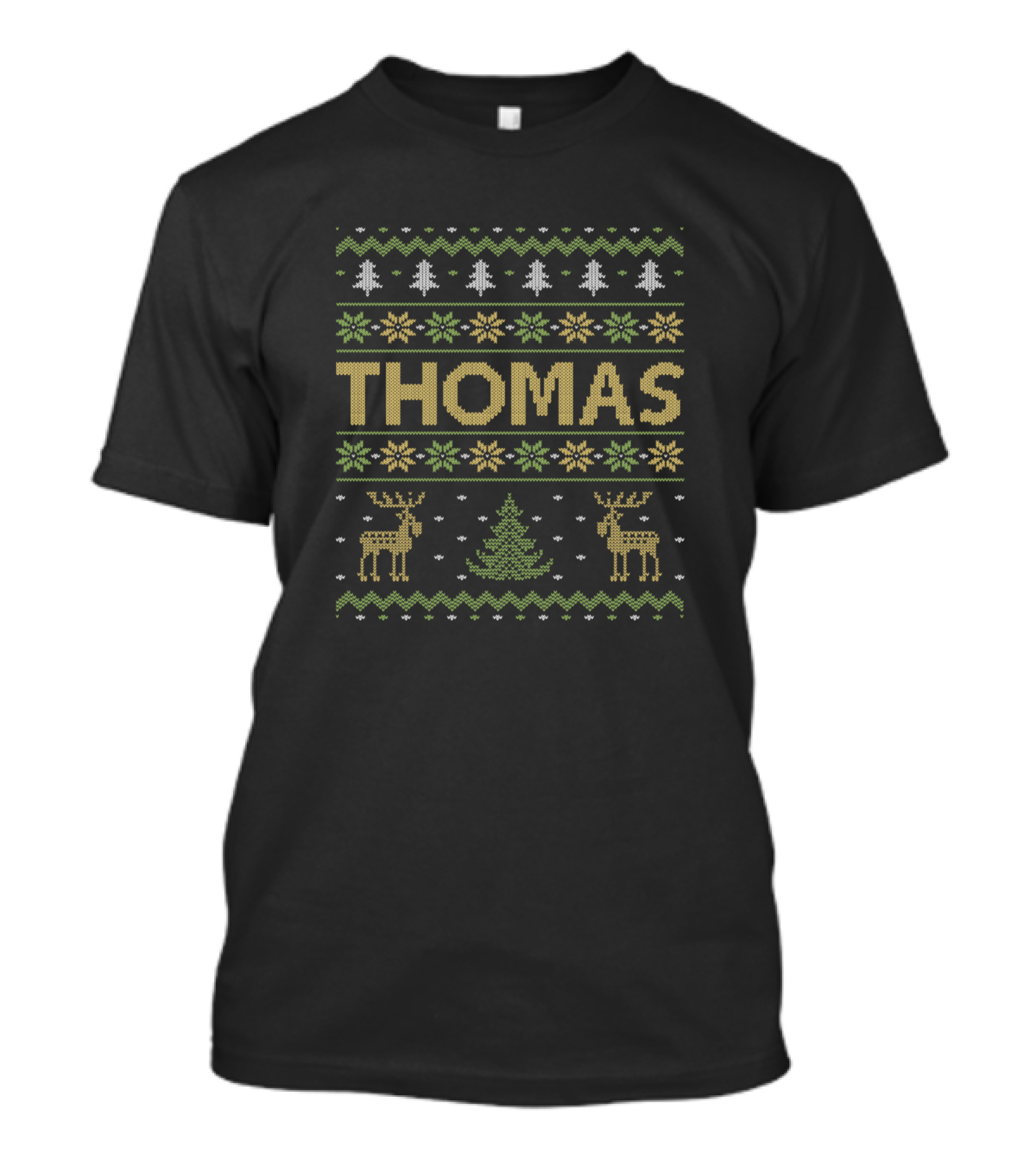 Thomas Ugly Christmas Sweater Reindeer And Tree T-Shirt