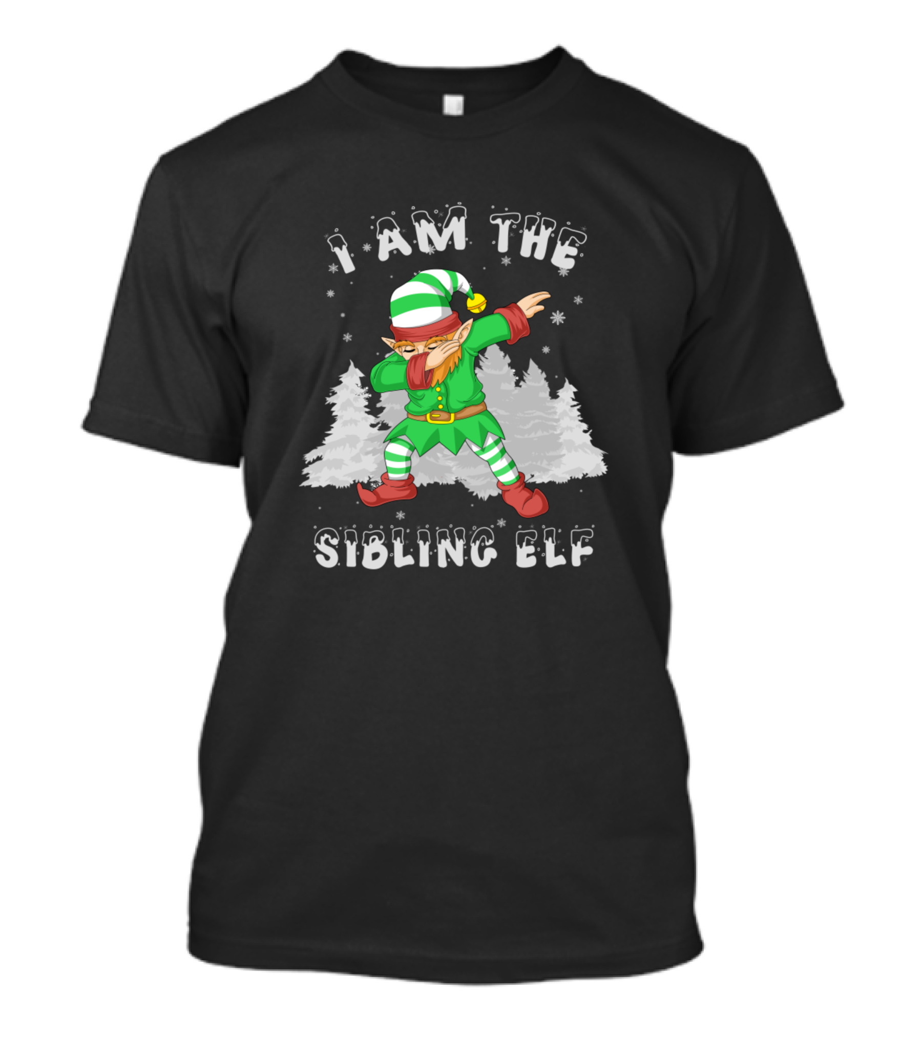 I Am The Sibling Elf Dabbing Christmas Trees T-Shirt