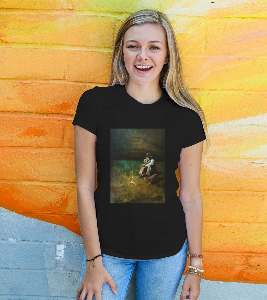 The Cowboy Shaman Under Starry Night By The Campfire T-Shirt