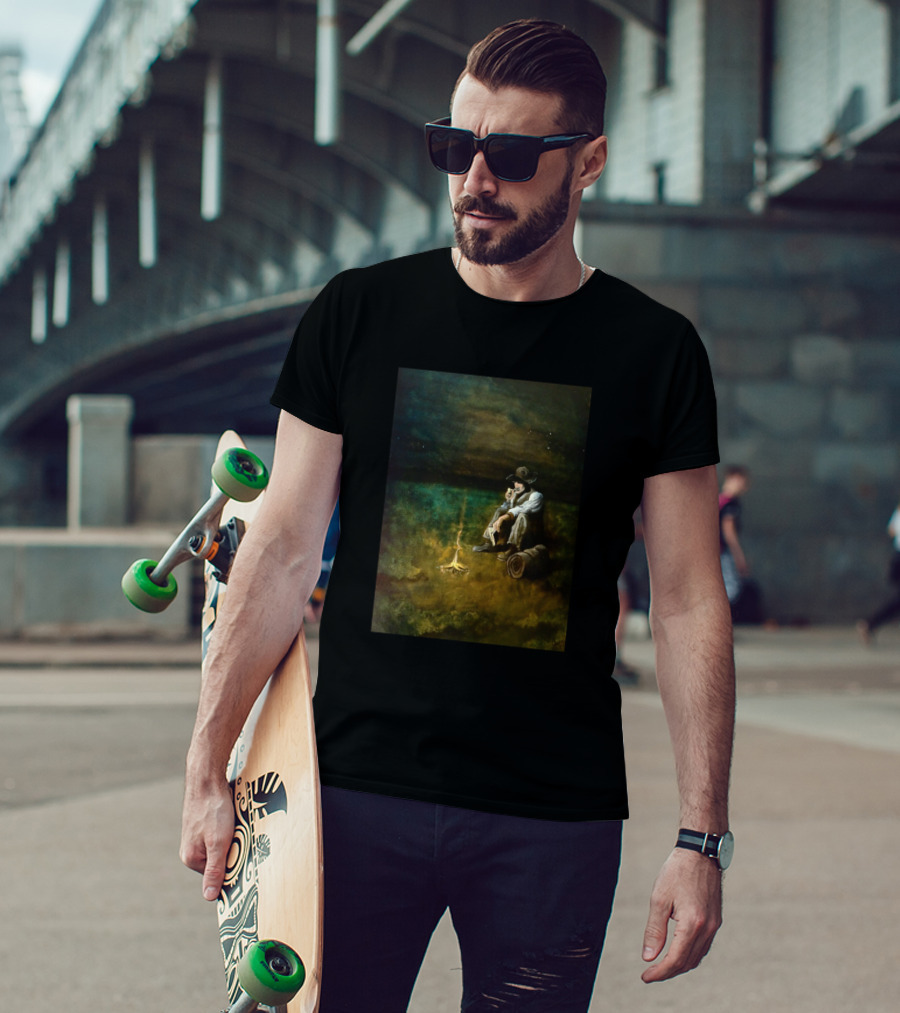 The Cowboy Shaman Under Starry Night By The Campfire T-Shirt