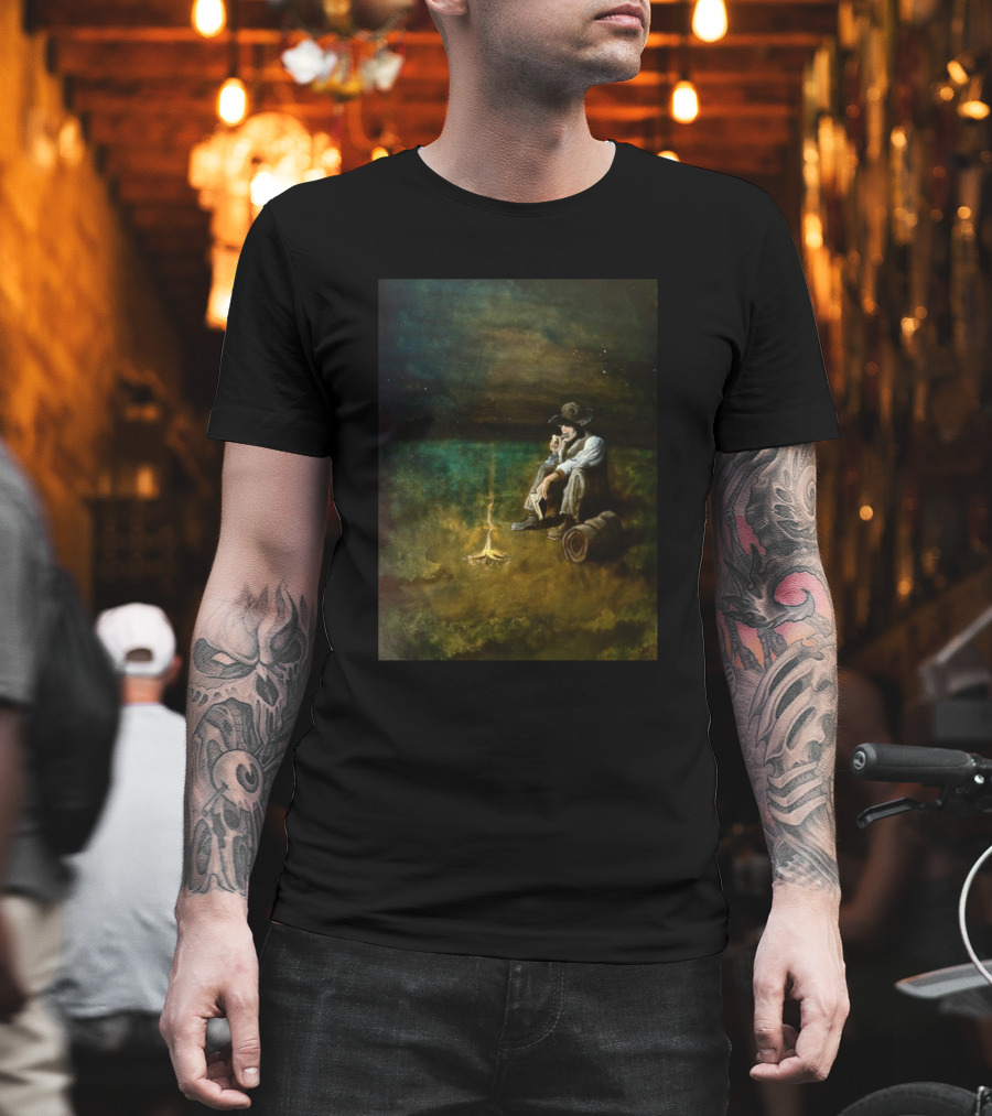 The Cowboy Shaman Under Starry Night By The Campfire T-Shirt