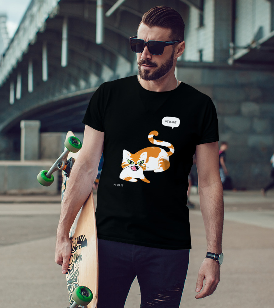 My House My Rules Cat Angry Expression T-Shirt