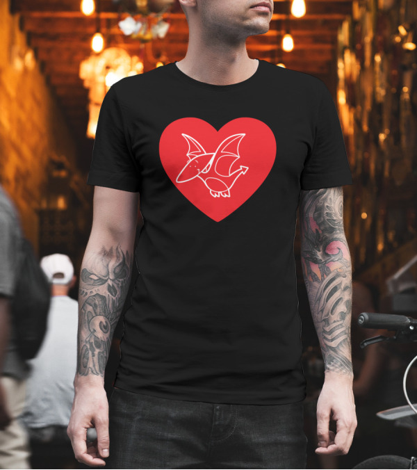 Cute Dinosaur Lover Pterosaur in Heart T-Shirt Cute Dinosaur Lover Pterosaur in Heart T-Shirt