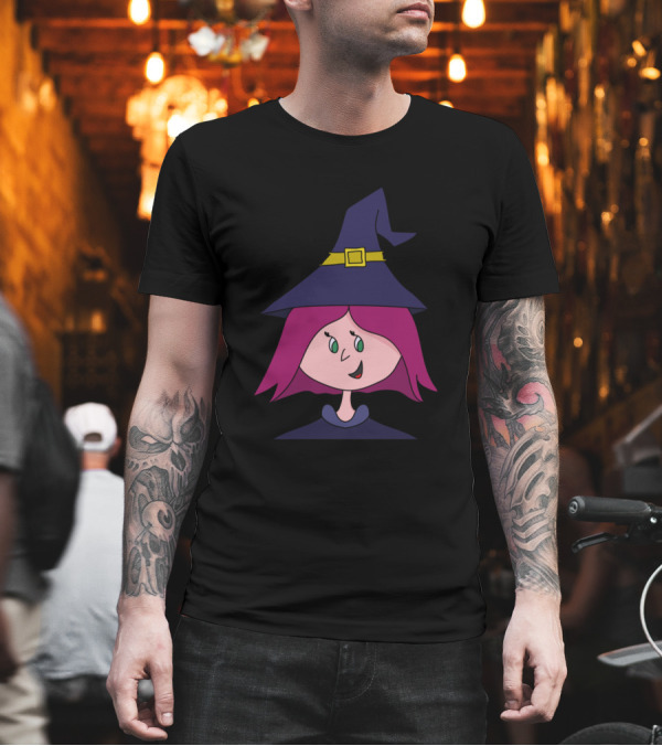 Cute Young Witch With Purple Hair and Pointed Hat T-Shirt Cute Young Witch With Purple Hair and Pointed Hat T-Shirt