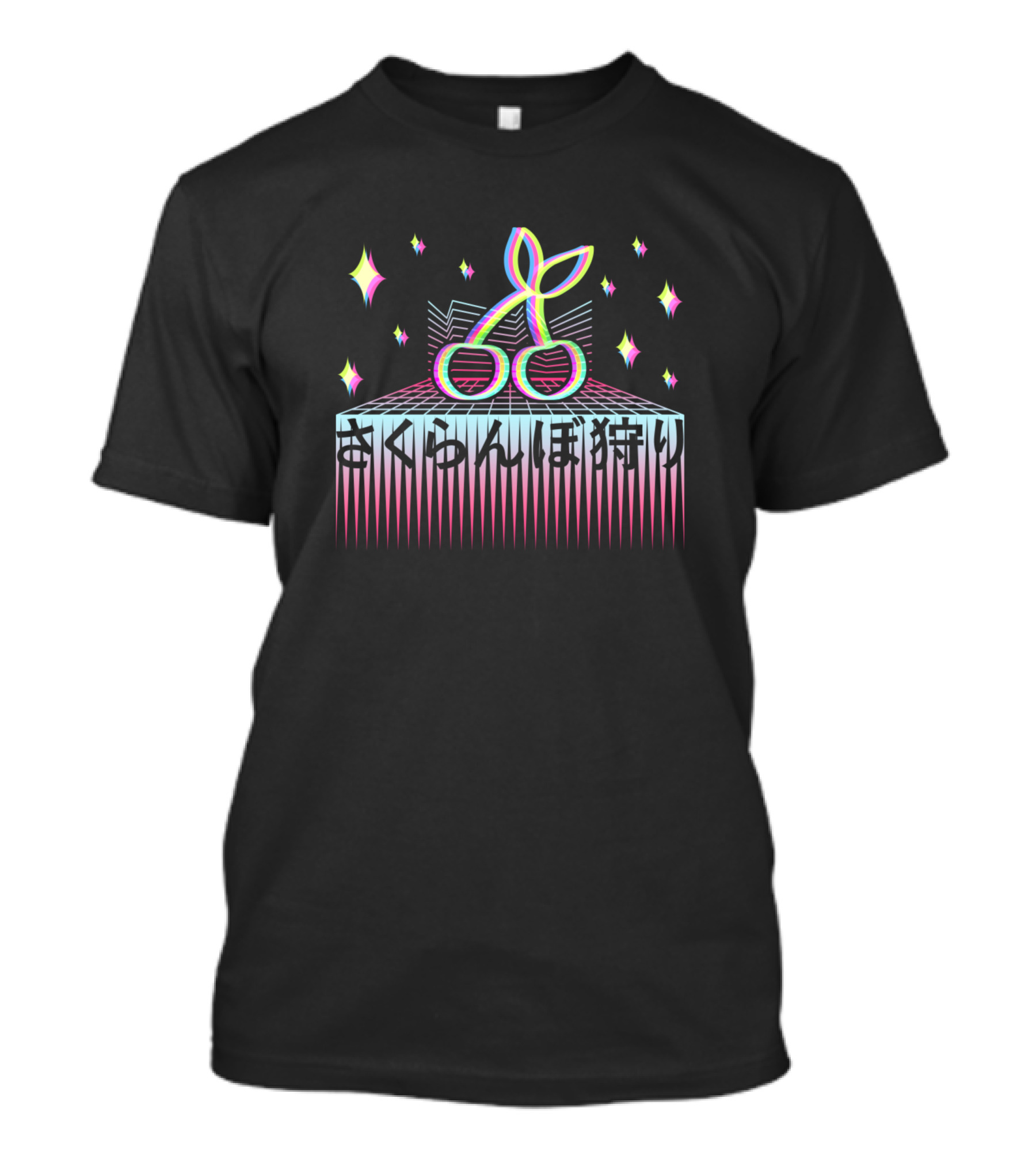 Japanese Cherrieswave Synthwave Aesthetic Neon Retro Futurism T-Shirt