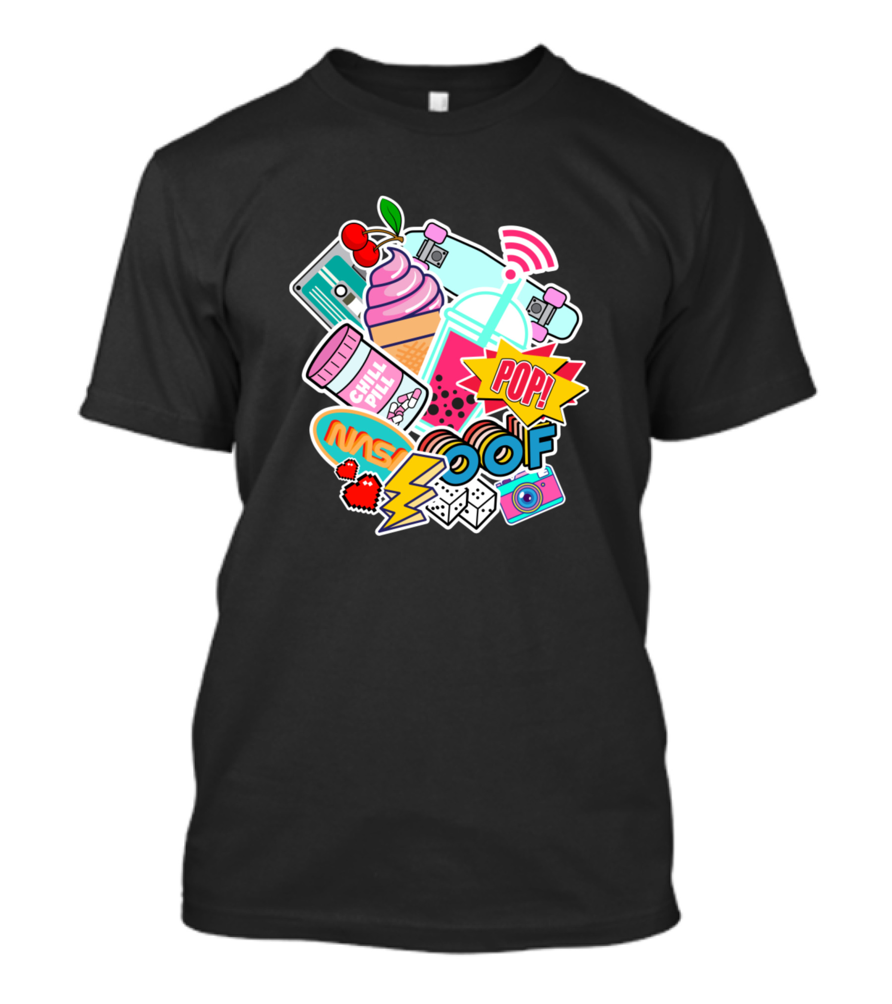 Chill Chill Selfie Pop Ooof Retro Travel Vibes Mashup T-Shirt