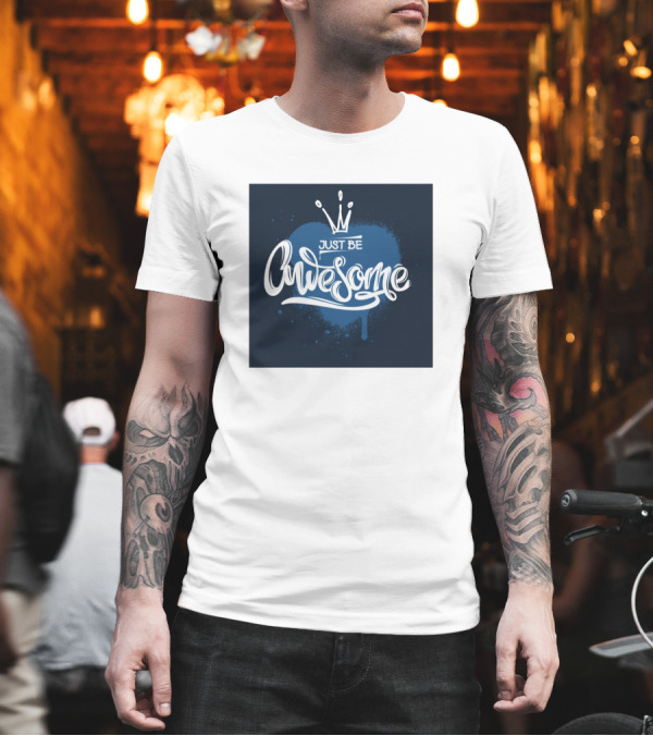 Just Be Awesome Crown and Blue Heart T-Shirt Just Be Awesome Crown and Blue Heart T-Shirt
