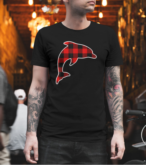 Red Buffalo Plaid Dolphin Beluga Matching Pj Family T-Shirt Red Buffalo Plaid Dolphin Beluga Matching Pj Family T-Shirt