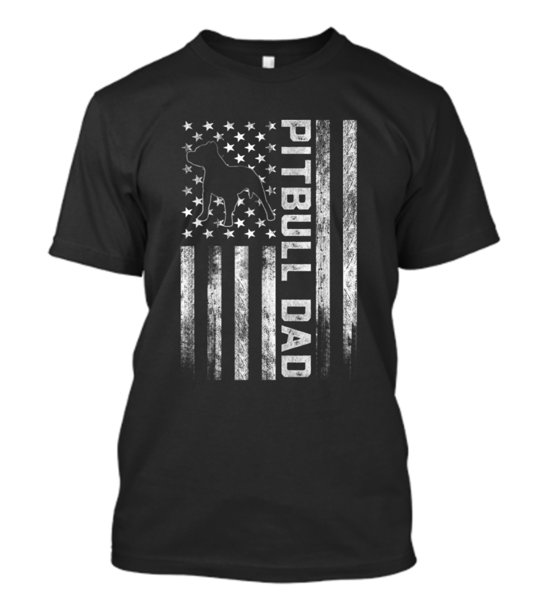 Pitbull Dad American Flag Patriotic Mens Pit Bull Dad T-Shirt