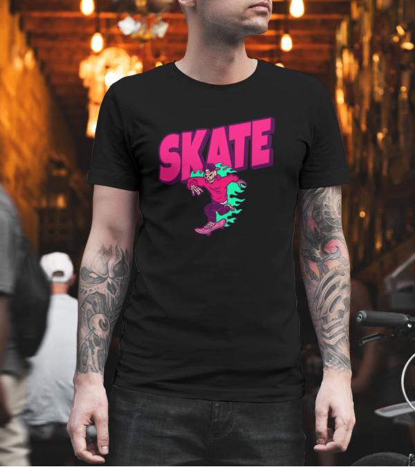 SKATE Fast Skeleton Skateboarder Fiery T-Shirt SKATE Fast Skeleton Skateboarder Fiery T-Shirt
