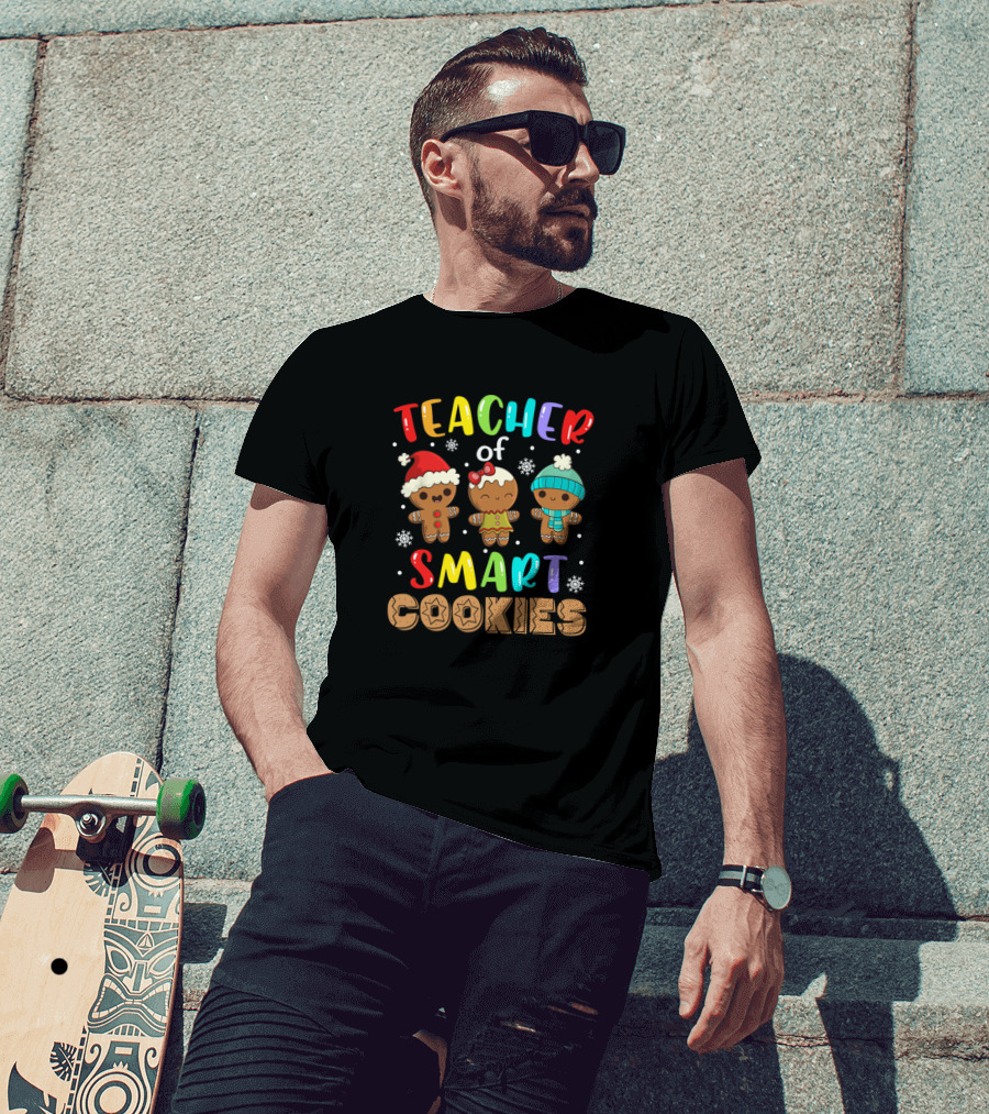 Teacher Of Smart Cookies Christmas Gingerbread Kids T-Shirt