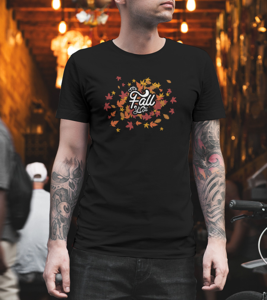 Funny It's Fall Y'all Autumn Leaves T-Shirt