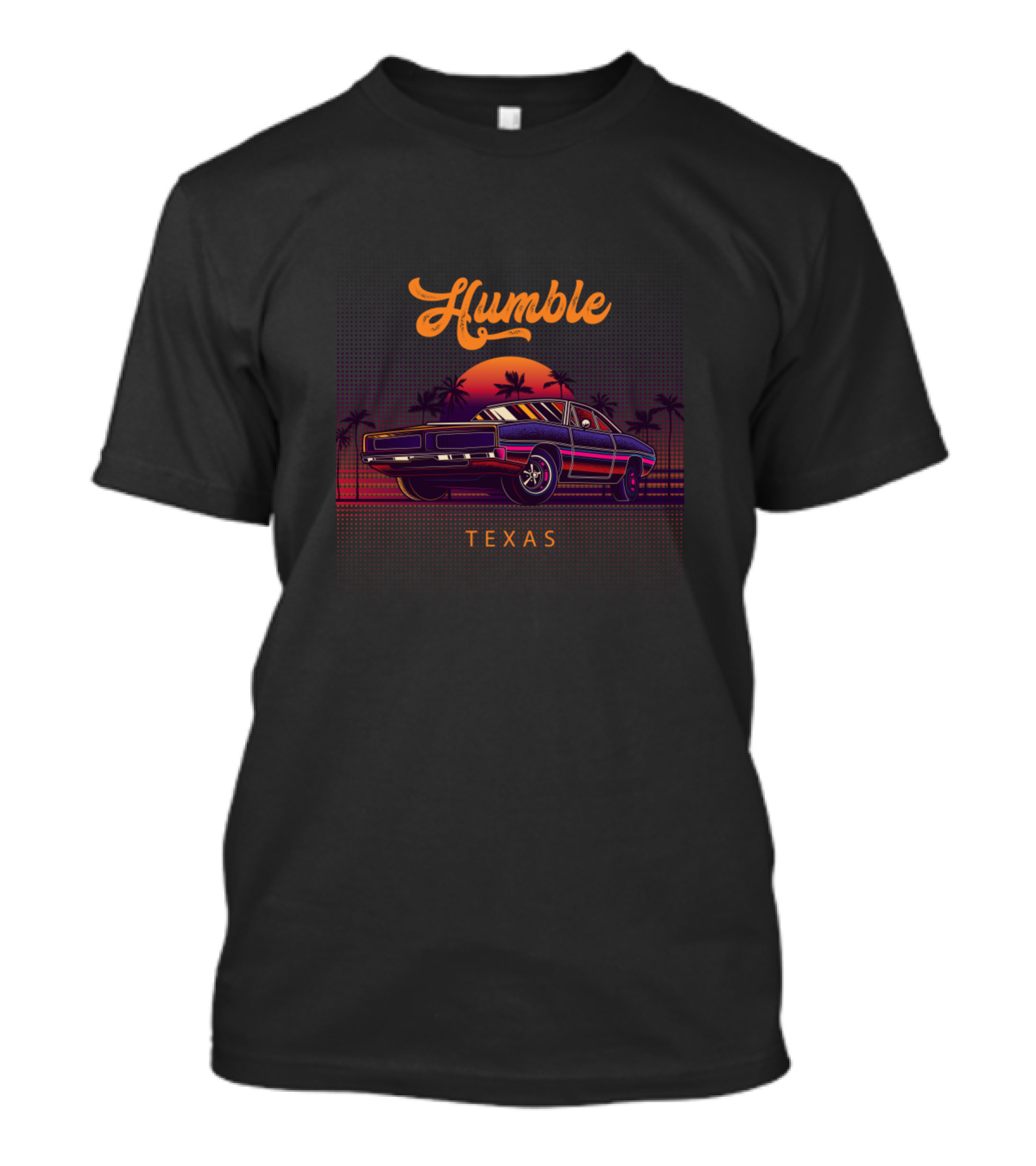 Humble Texas Vintage Muscle Cars Retro Sunset T-Shirt