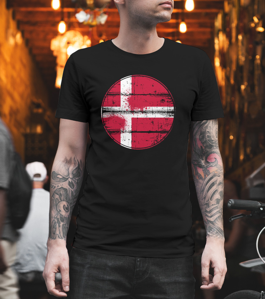 Denmark Distressed Flag Circle T-Shirt