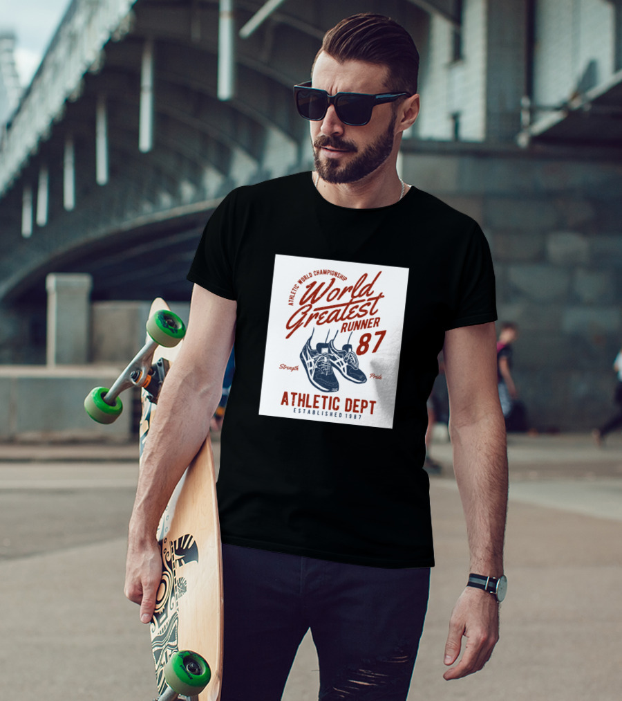 Athletic World Championship World Greatest Runner 87 Strength Pride Athletic Dept Established 1987 T-Shirt