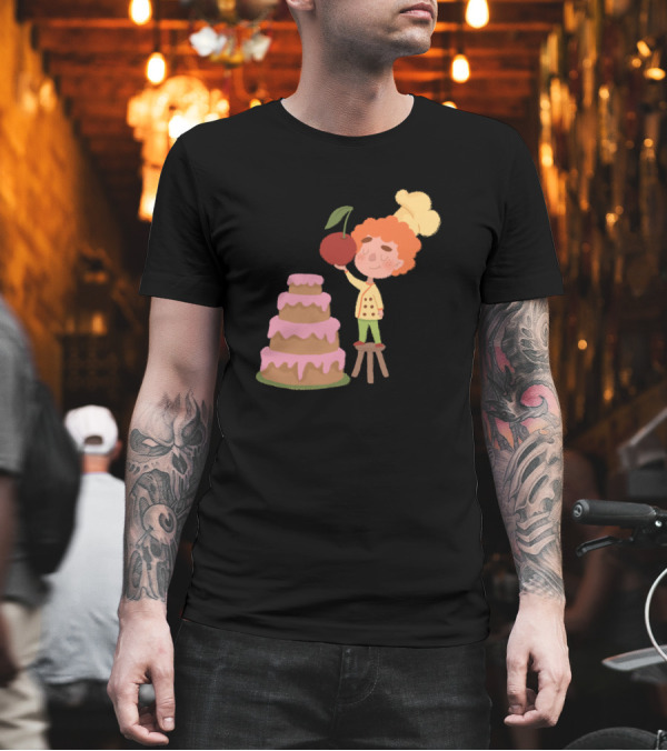 Little Baker with Cherry Topped Cake T-Shirt Little Baker with Cherry Topped Cake T-Shirt