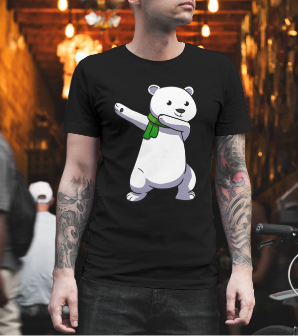 Dabbing Ice Bear with Green Scarf T-Shirt Dabbing Ice Bear with Green Scarf T-Shirt