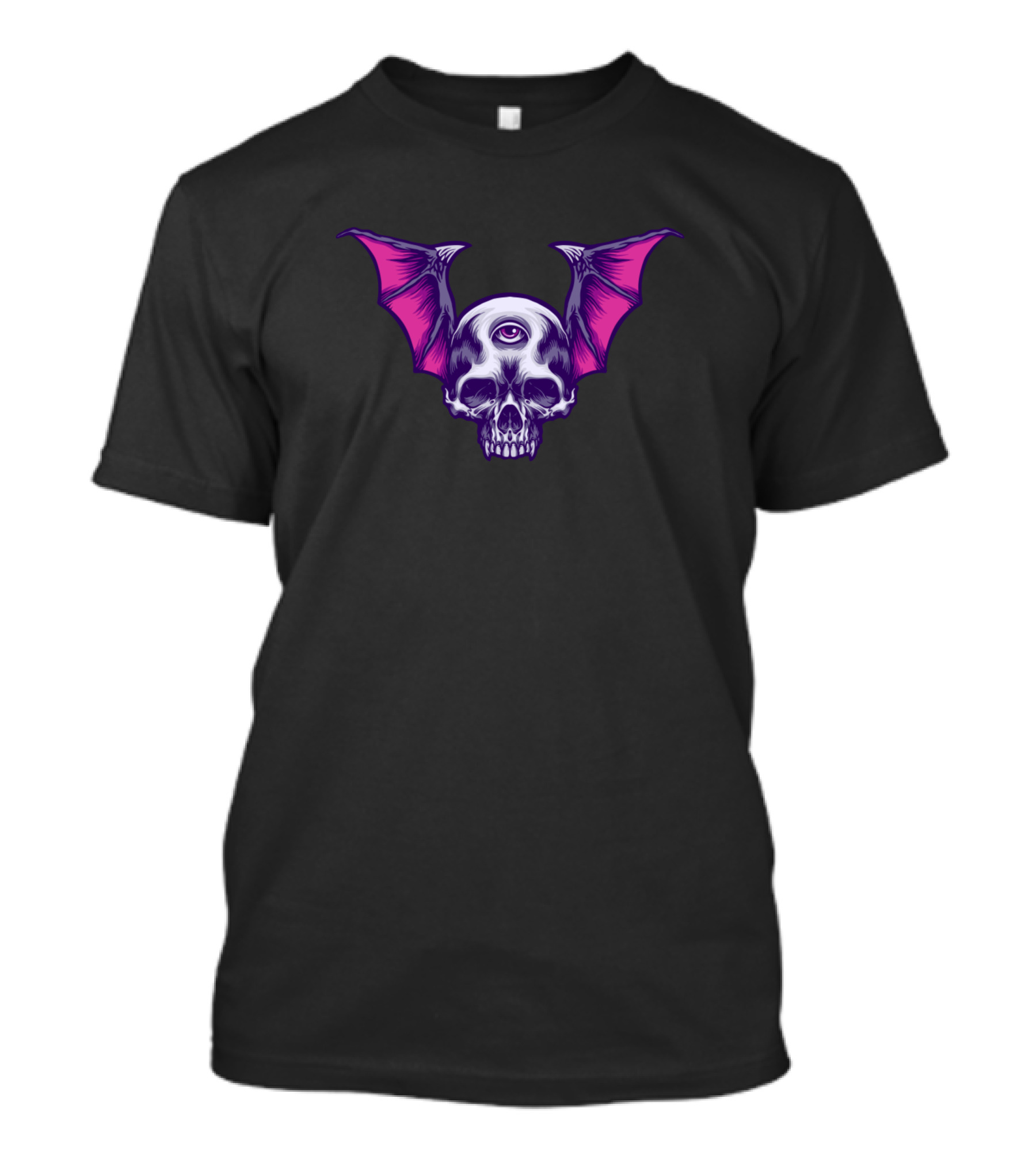 Third Eye Bat Skull With Purple Wings T-Shirt