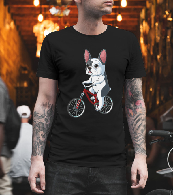French Bulldog Riding a Red Bicycle T-Shirt French Bulldog Riding a Red Bicycle T-Shirt
