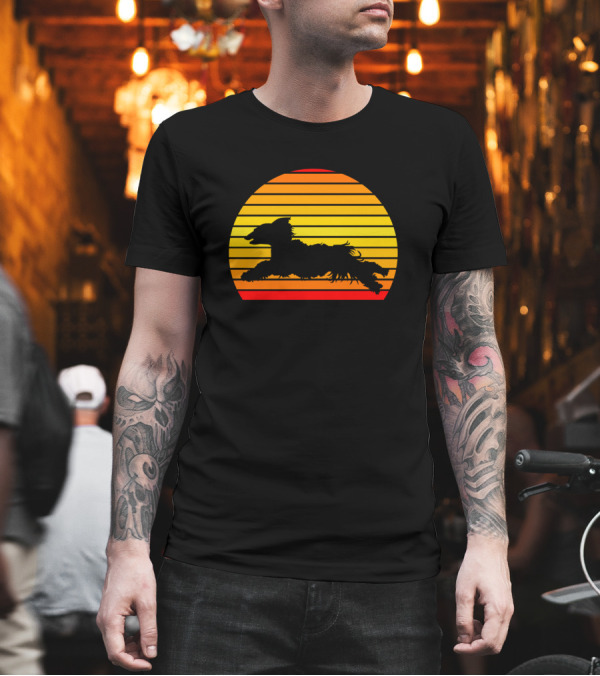 Coursing Afghan Hound Against Sunset Stripes T-Shirt Coursing Afghan Hound Against Sunset Stripes T-Shirt