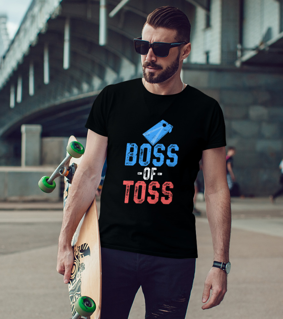 BOSS OF TOSS Cornhole Champion American Flag Colors T-Shirt