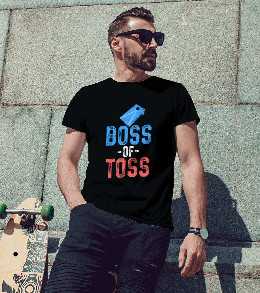 BOSS OF TOSS Cornhole Champion American Flag Colors T-Shirt