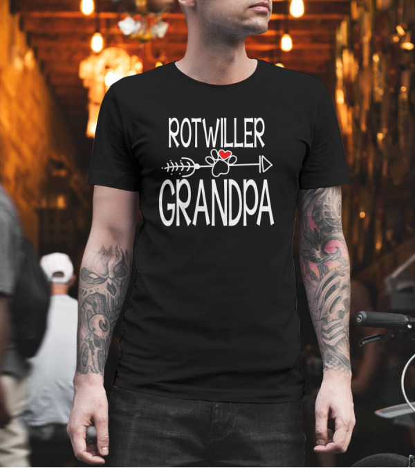 ROTWILLER GRANDPA Paw Heart Arrow T-Shirt ROTWILLER GRANDPA Paw Heart Arrow T-Shirt