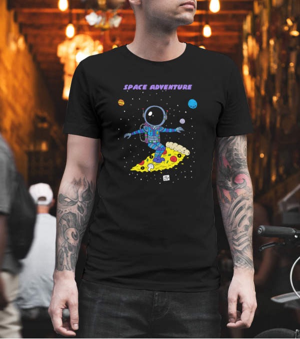 SPACE ADVENTURE ASTRONAUT ON PIZZA SLICE IN GALAXY T-Shirt SPACE ADVENTURE ASTRONAUT ON PIZZA SLICE IN GALAXY T-Shirt