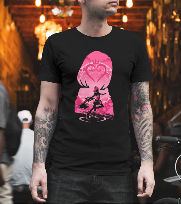 Kairi Silhouette with Keyblade and Heart Crest T-Shirt Kairi Silhouette with Keyblade and Heart Crest T-Shirt