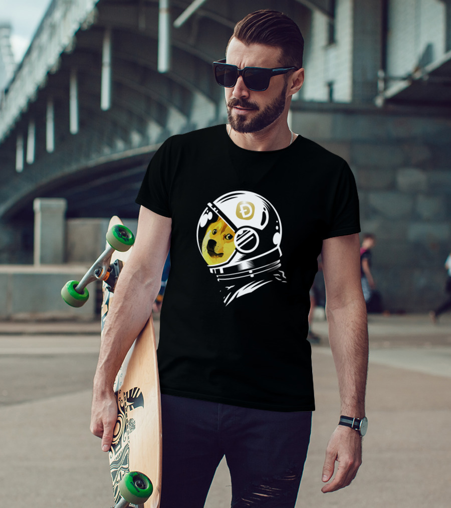 Dogecoin Astronaut Dog In Space Helmet T-Shirt