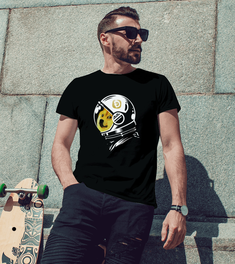 Dogecoin Astronaut Dog In Space Helmet T-Shirt