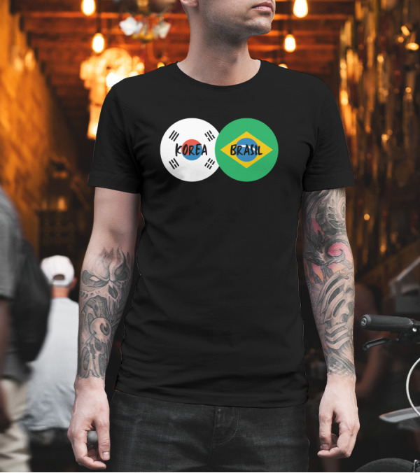 Korea Brasil Korean Brazilian Flags Circles T-Shirt Korea Brasil Korean Brazilian Flags Circles T-Shirt