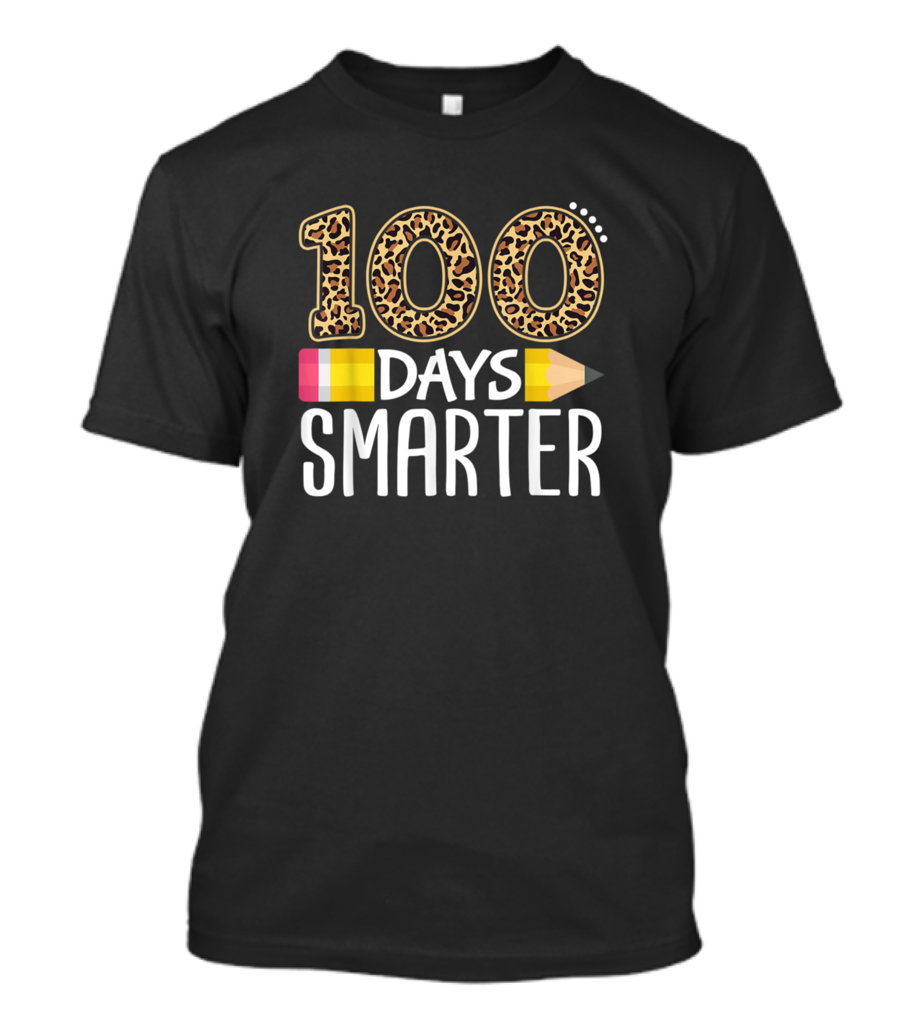 100 Days Smarter Leopard Print Pencil T-Shirt