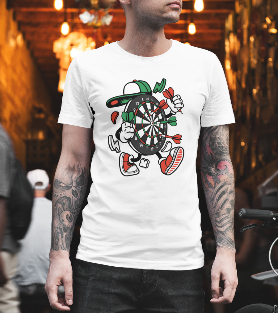 Dartboard Character With Arrows And Colorful Shoes T-Shirt