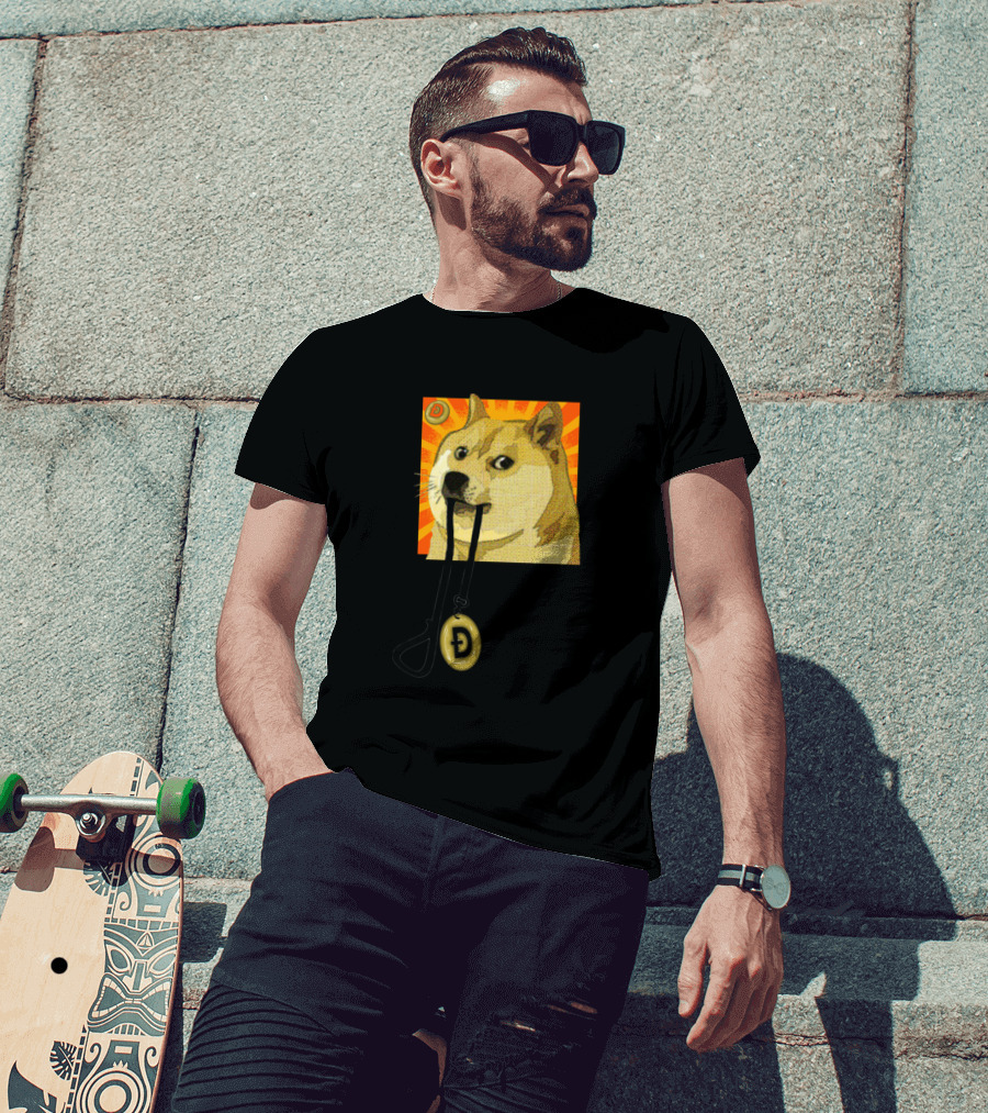 Dogecoin Ready To Run With Leash And Coin T-Shirt