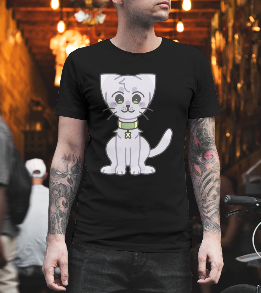 Kitty Kiro Cute Cartoon Cat With Green Collar And Star Charm T-Shirt