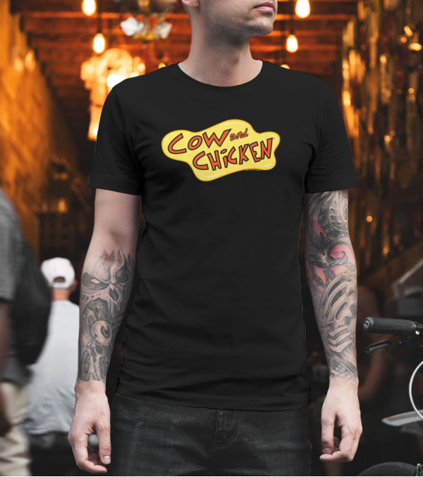 Cow and Chicken Logo Yellow Text Cartoon Network Nostalgia T-Shirt Cow and Chicken Logo Yellow Text Cartoon Network Nostalgia T-Shirt