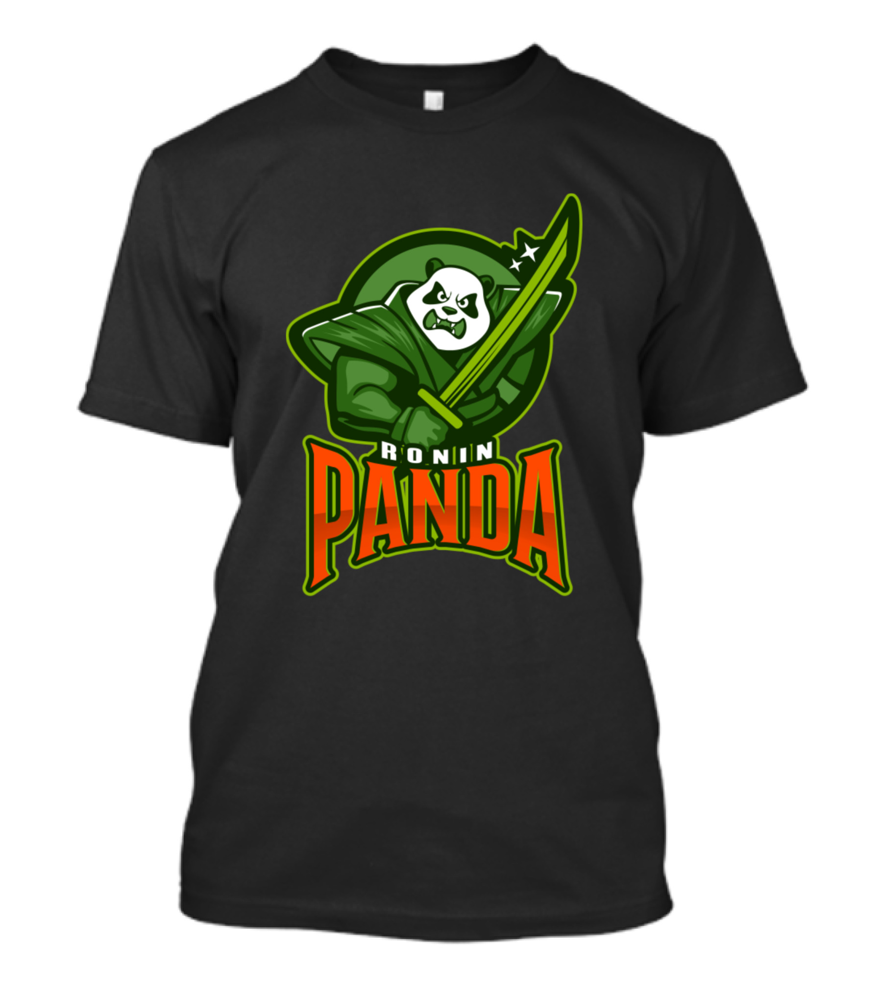 Ronin Panda Warrior With Sword Graphic Emblem T-Shirt