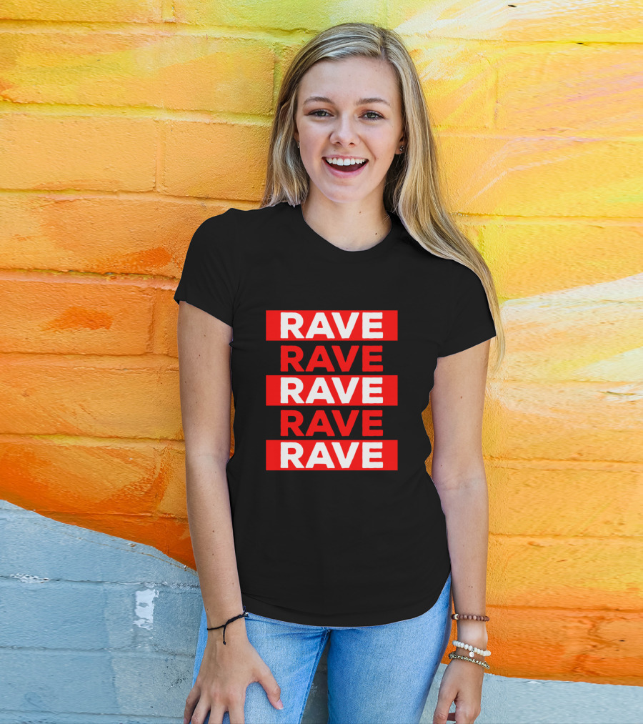 Rave Party Repeated Bold Red Techno Trance Hardstyle T-Shirt