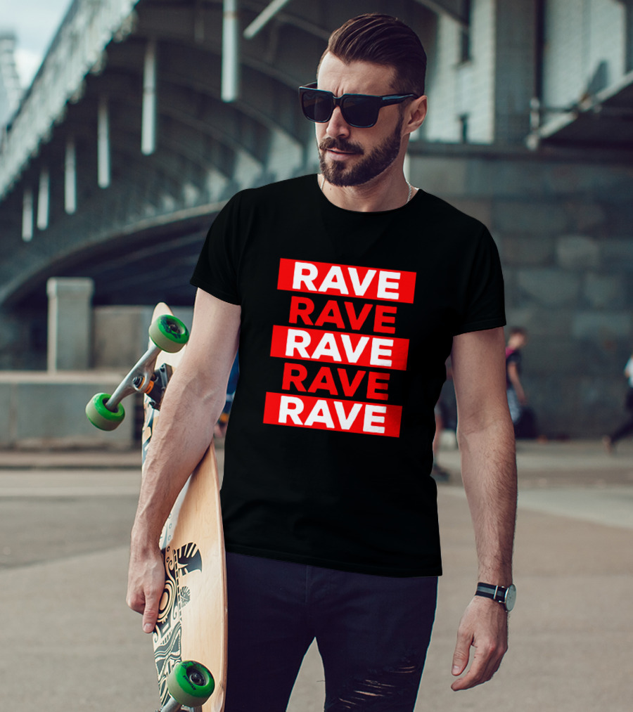 Rave Party Repeated Bold Red Techno Trance Hardstyle T-Shirt