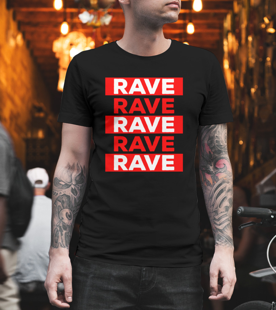 Rave Party Repeated Bold Red Techno Trance Hardstyle T-Shirt