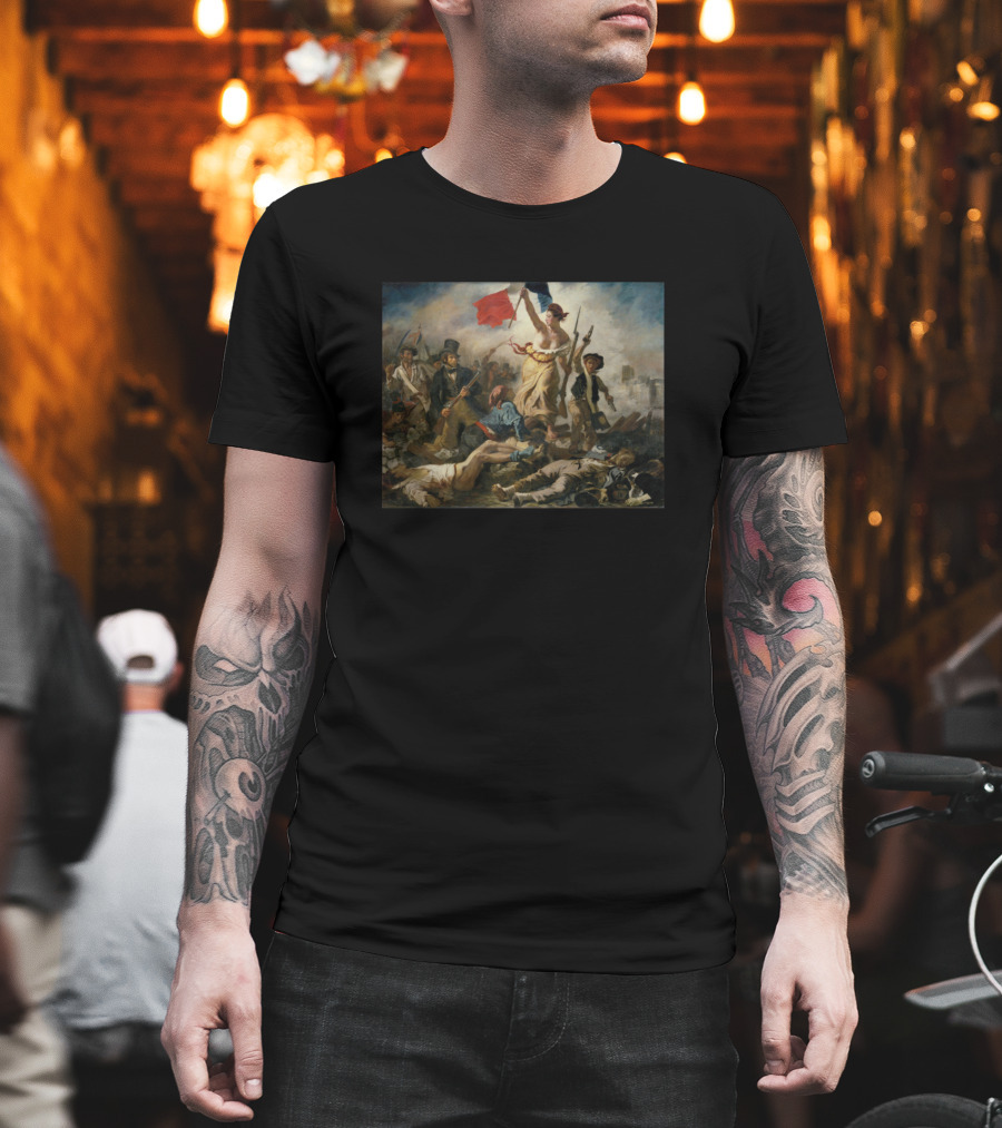 Liberty Leading The People Eugene Delacroix French Revolution Tricolor Flag Iconic Painting T-Shirt