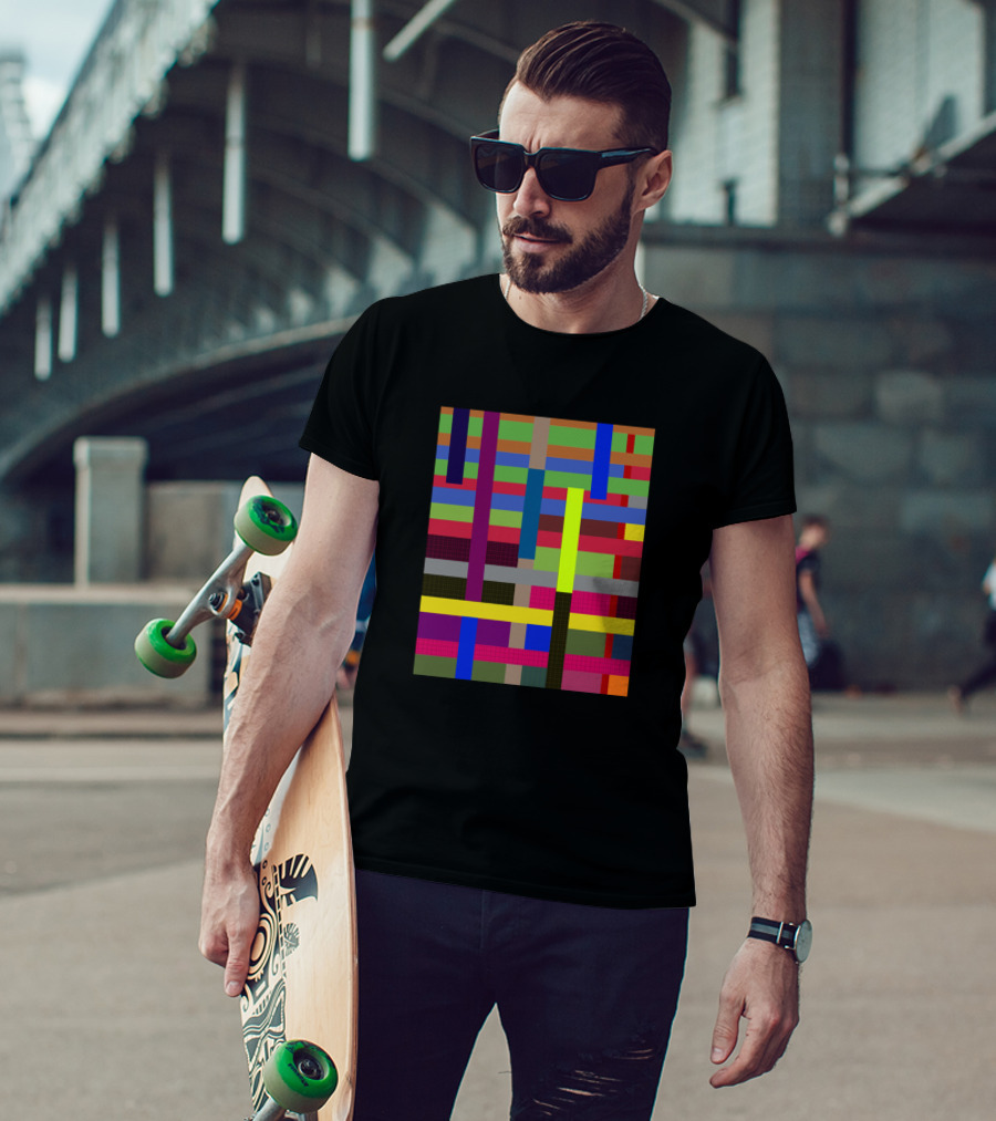 Lines Colors Abstract Pattern Geometric Stripes Multicolor Block T-Shirt