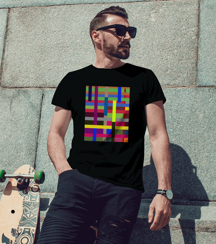 Lines Colors Abstract Pattern Geometric Stripes Multicolor Block T-Shirt