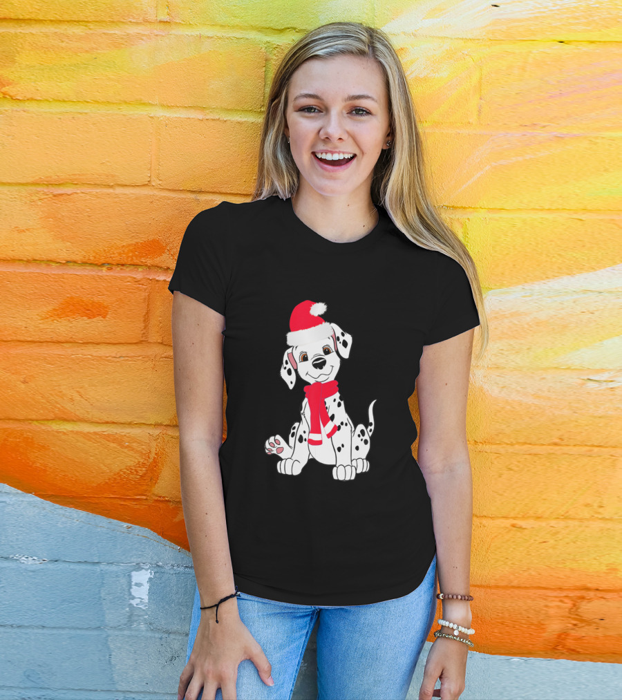 Dalmatian Dog Santa Claus Hat Christmas Dog Lover Chris T-Shirt
